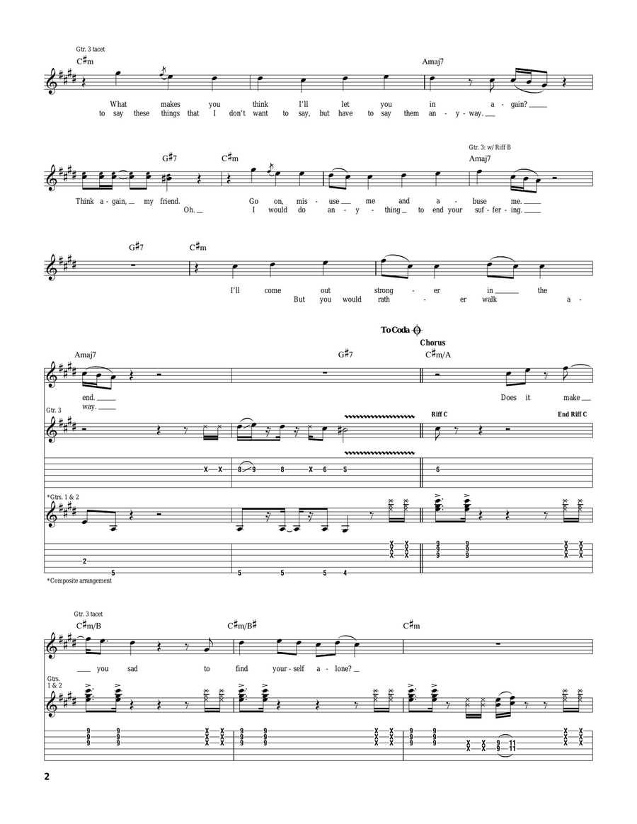 Not Coming Home Not Coming Home Guitar Tablature scores gallery preview page 2