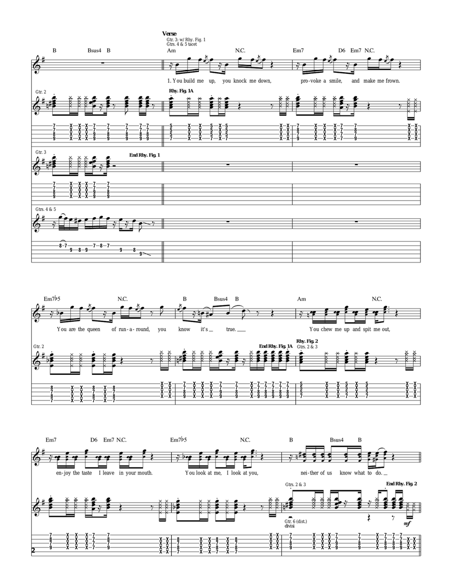 Shiver Shiver Guitar Tablature scores gallery preview page 2