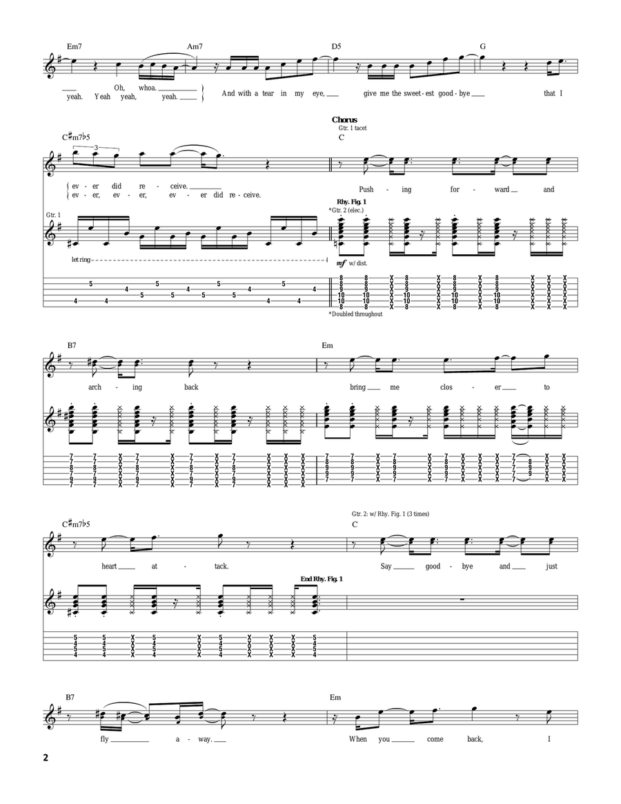 Sweetest Goodbye Sweetest Goodbye Guitar Tablature scores gallery preview page 2