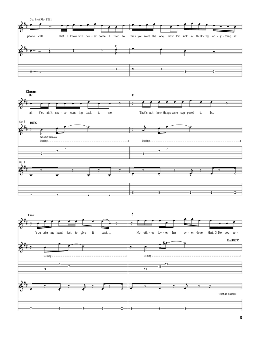 Through With You Through With You Guitar Tablature scores gallery preview page 3