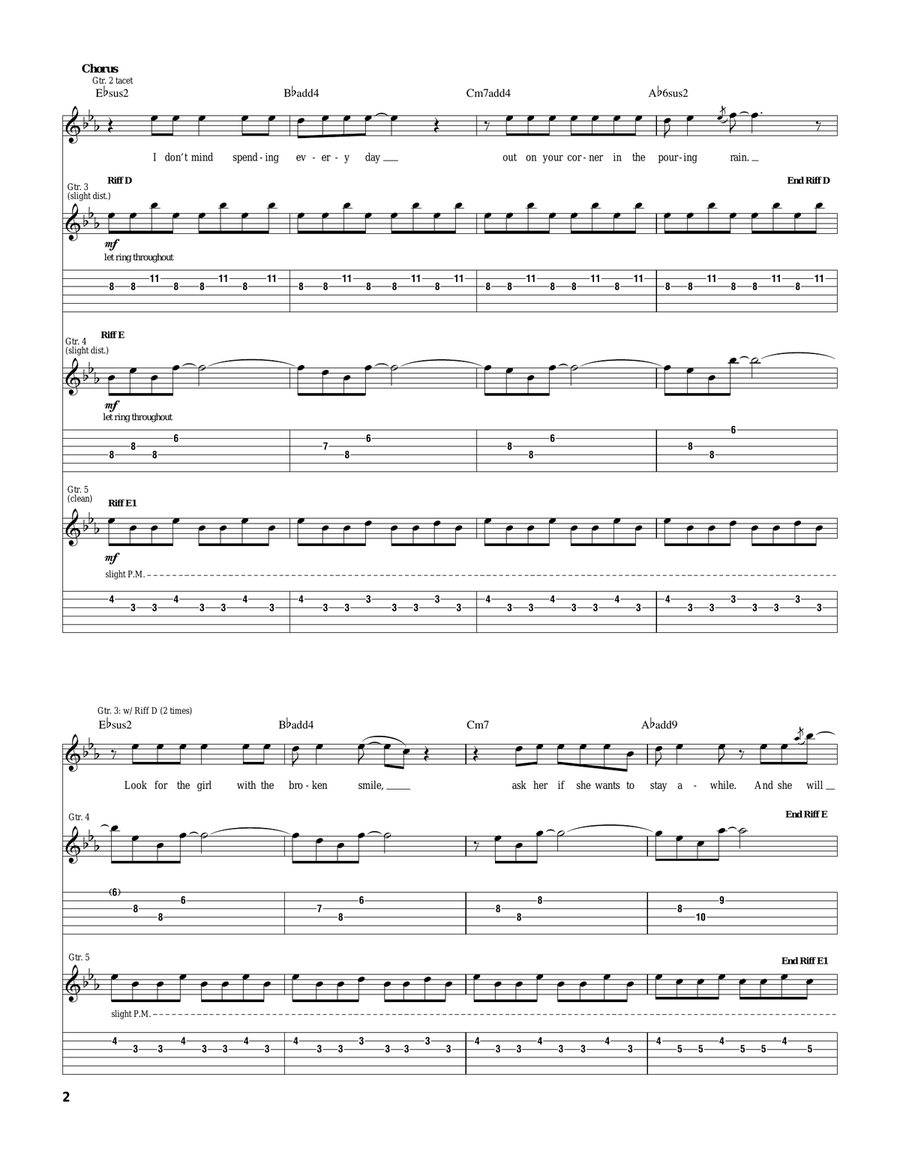 She Will Be Loved She Will Be Loved Guitar Tablature scores gallery preview page 2