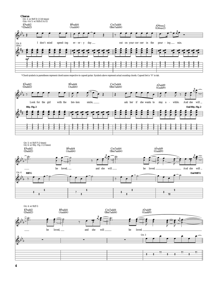 She Will Be Loved She Will Be Loved Guitar Tablature scores gallery preview page 4