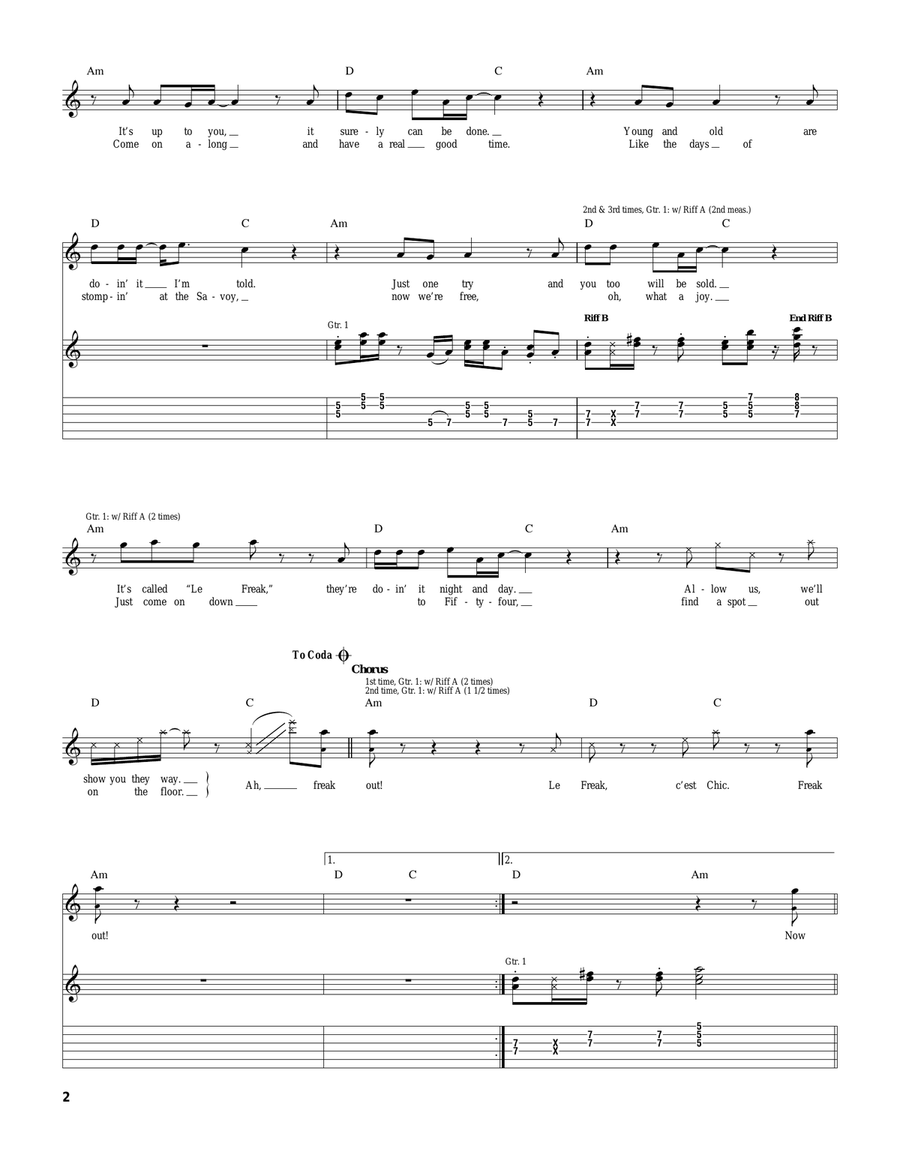 Le Freak Le Freak Electric Guitar scores gallery preview page 2