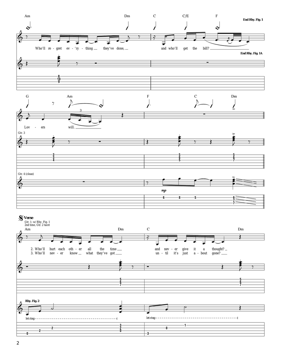 Lover's Will Lover's Will Electric Guitar scores gallery preview page 2