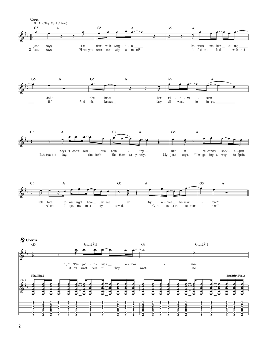 Jane Says Jane Says Guitar Tablature scores gallery preview page 2