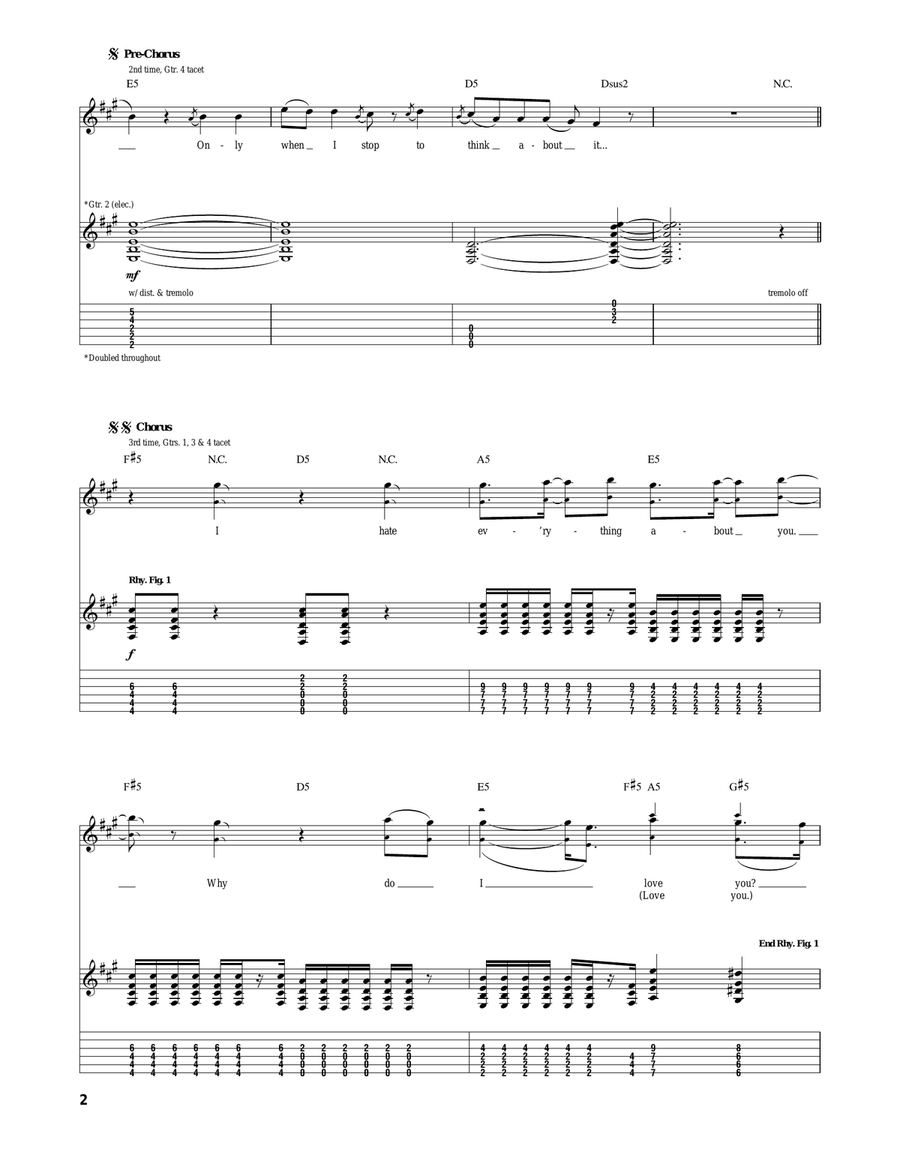I Hate Everything About You Acoustic Guitar scores gallery preview page 2