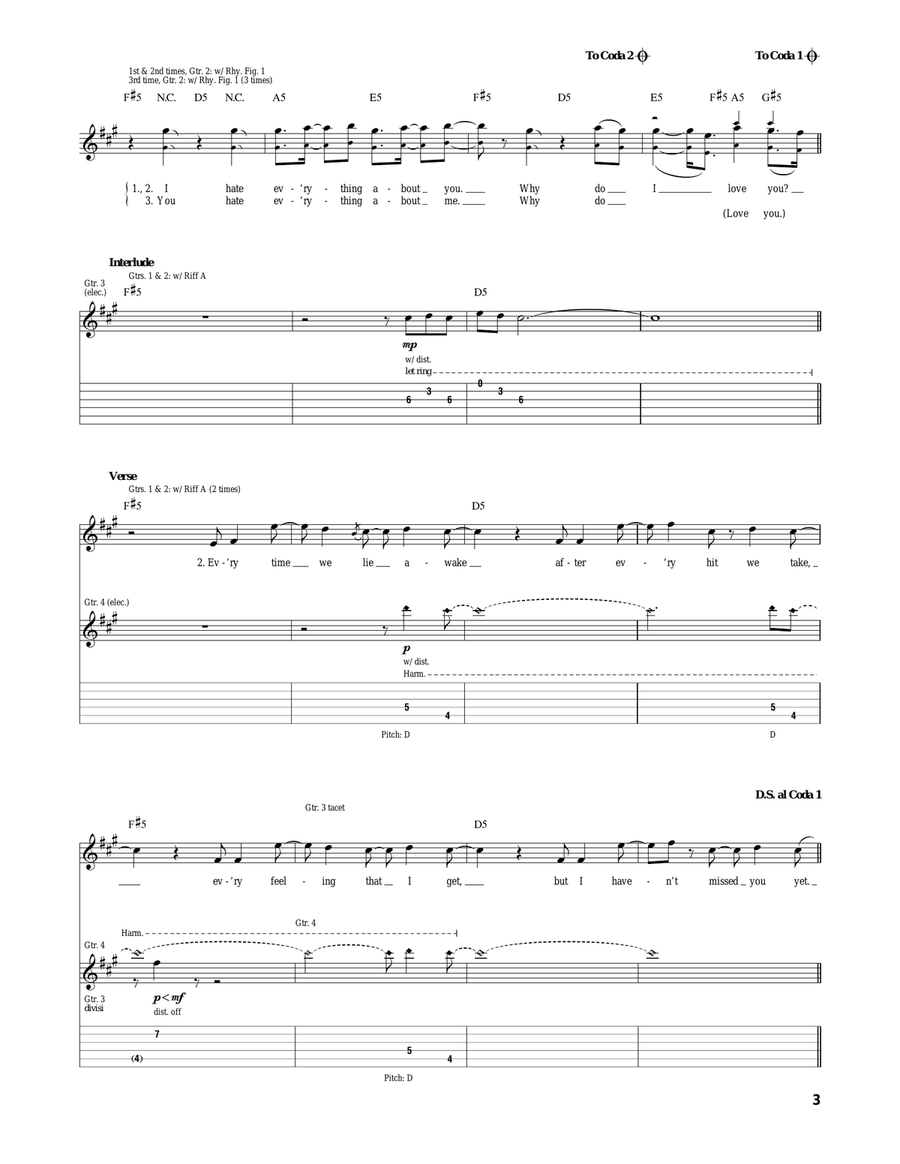 I Hate Everything About You Acoustic Guitar scores gallery preview page 3