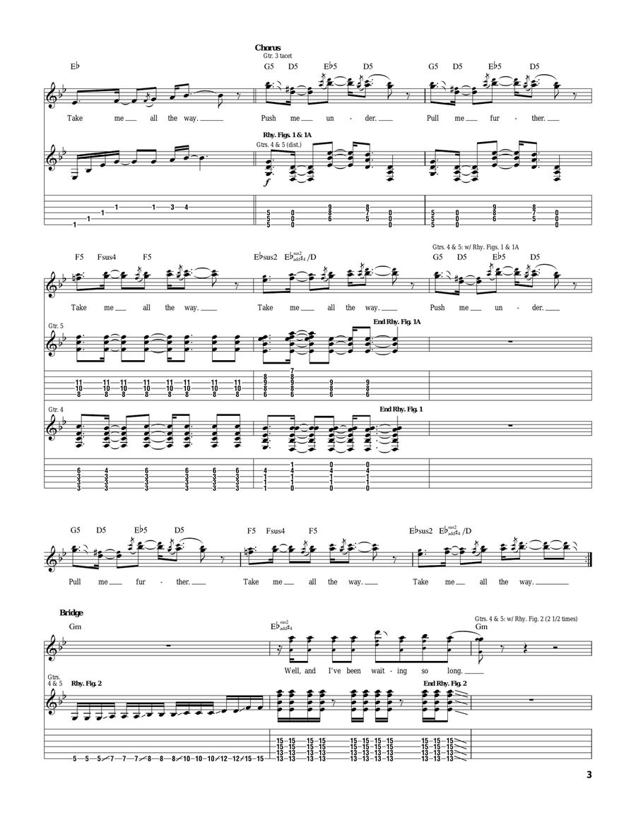 Take Me Under Take Me Under Guitar Tablature scores gallery preview page 3