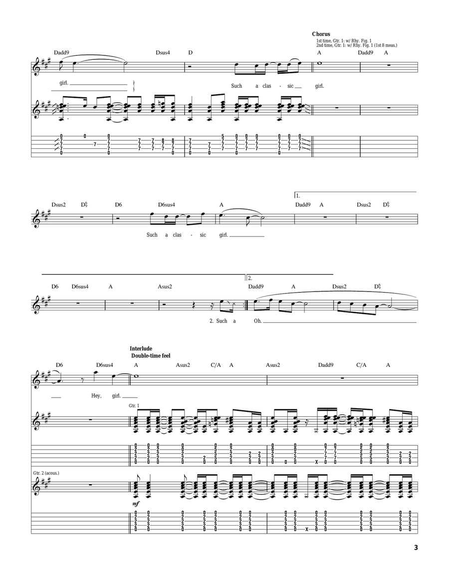 Classic Girl Classic Girl Guitar Tablature scores gallery preview page 3