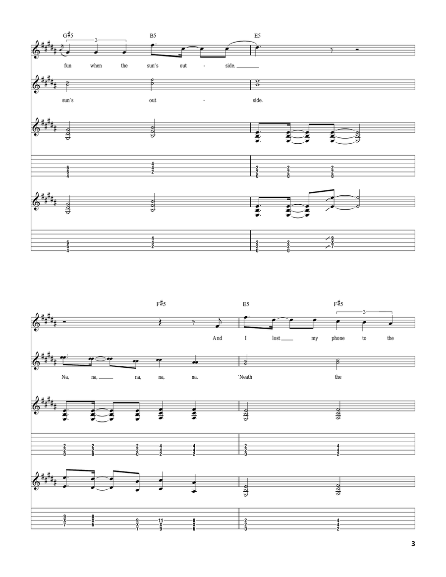Chapstick, Chapped Lips And Things Like Chemistry Guitar Tablature scores gallery preview page 3