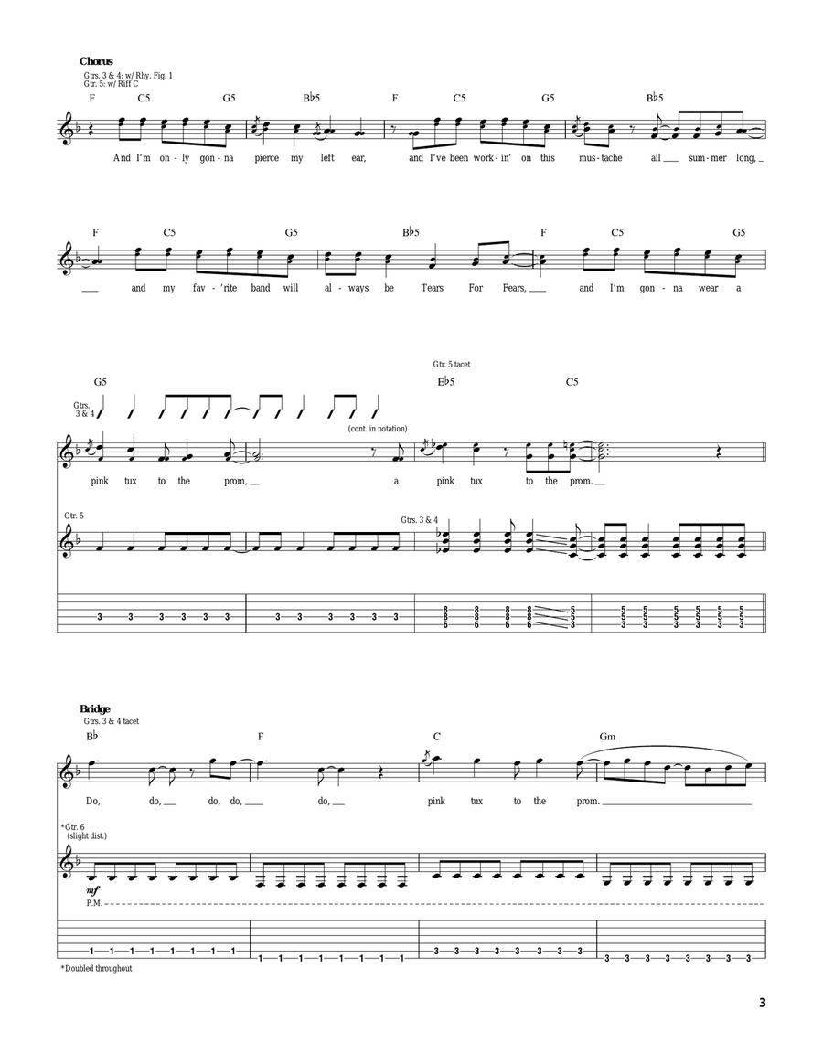 In Love With The 80's (Pink Tux To The Prom) Guitar Tablature scores gallery preview page 3