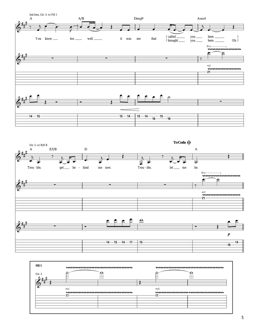Trouble Trouble Acoustic Guitar scores gallery preview page 5