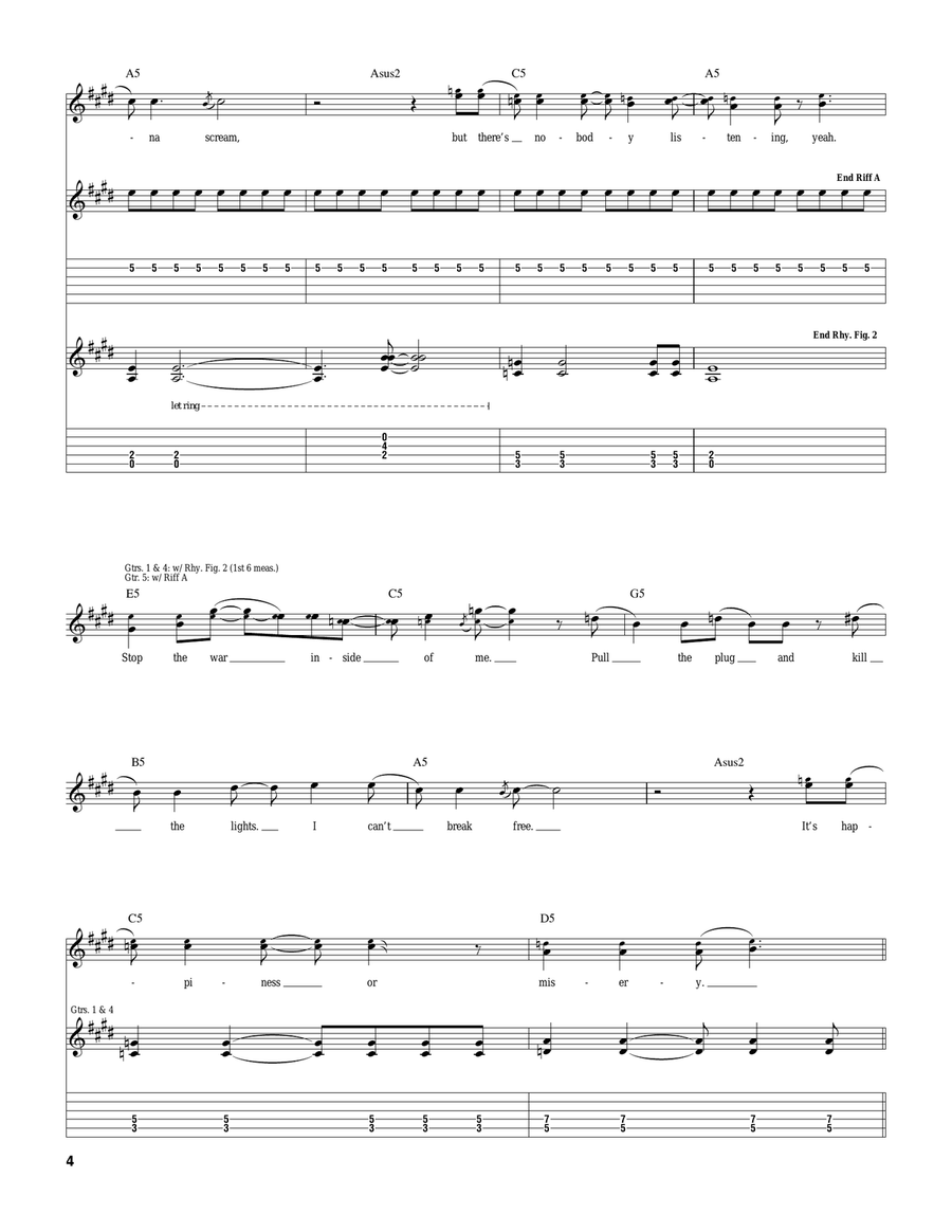 Happiness And Misery Happiness And Misery Electric Guitar scores gallery preview page 4