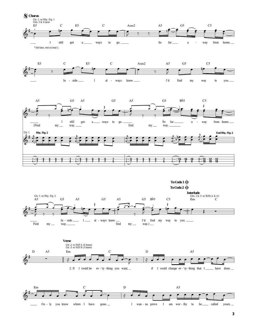 Find My Way Find My Way Electric Guitar scores gallery preview page 3