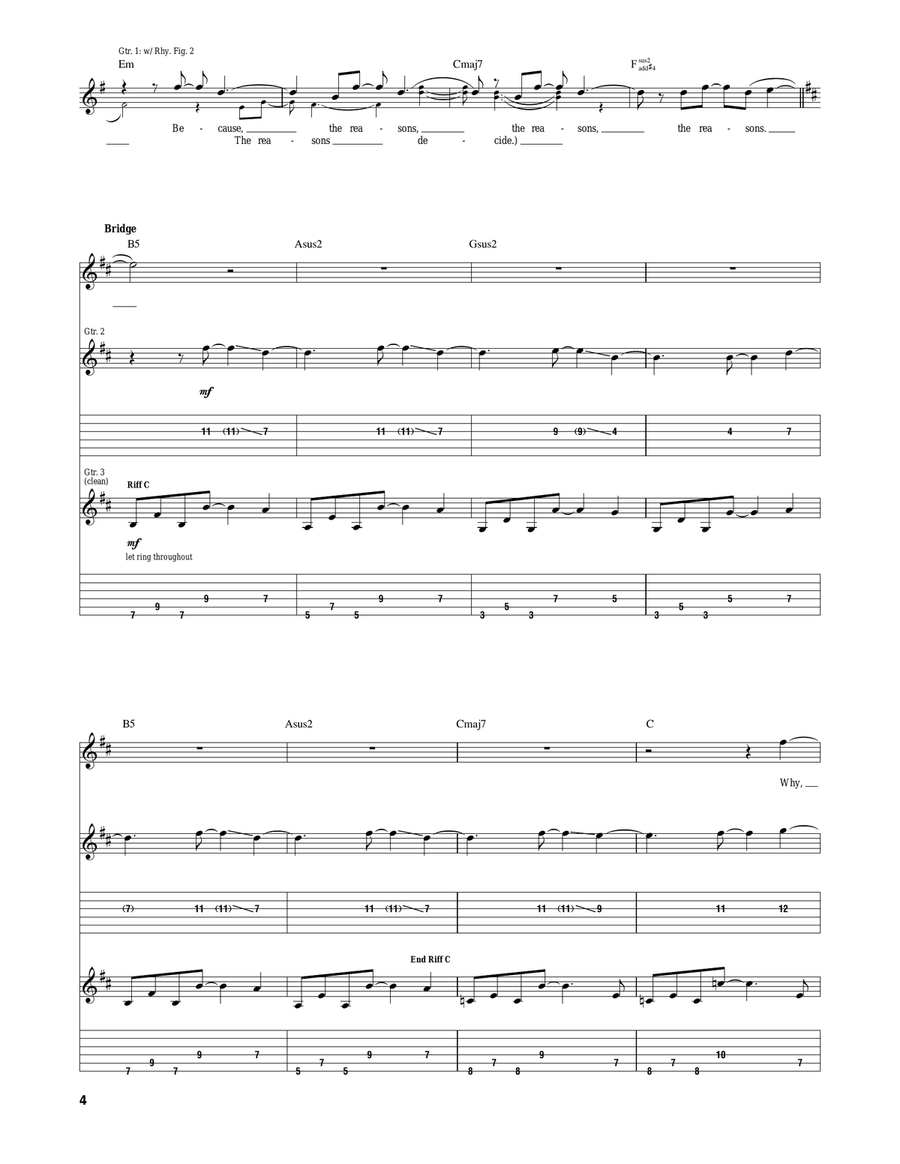 The Reasons The Reasons Electric Guitar scores gallery preview page 4