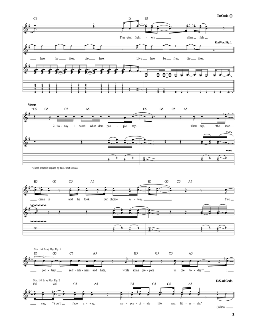 Freedom Fighters Freedom Fighters Electric Guitar scores gallery preview page 3