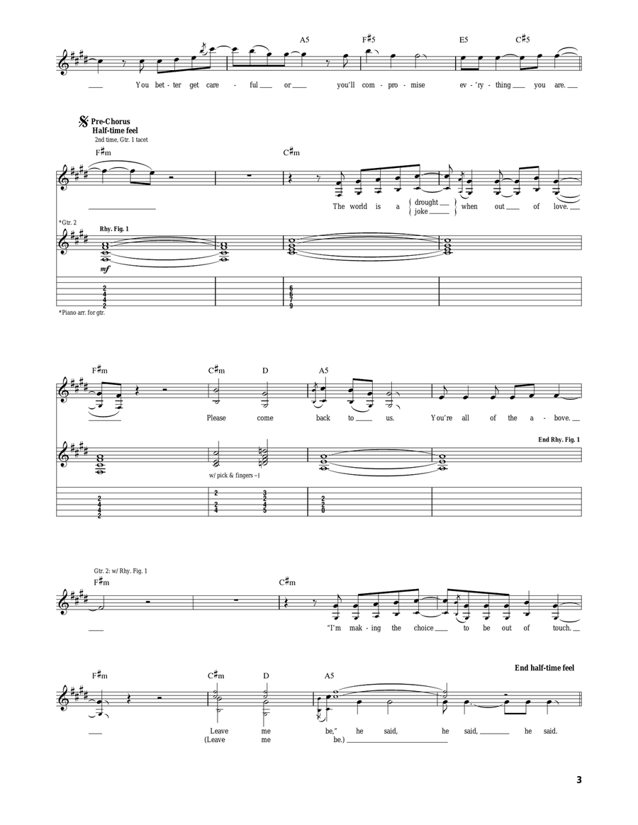 Sick Sad Little World Sick Sad Little World Guitar Tablature scores gallery preview page 3