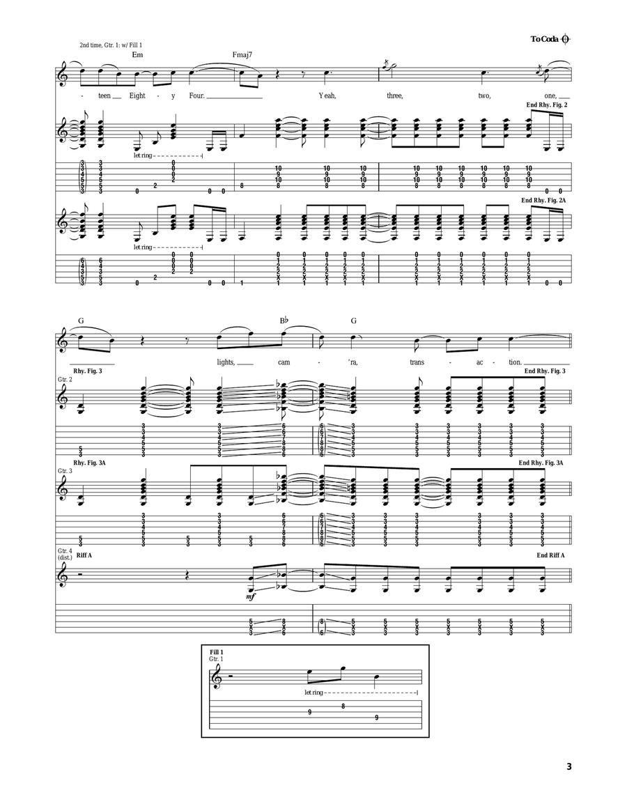 Talk Shows On Mute Guitar Tablature scores gallery preview page 3