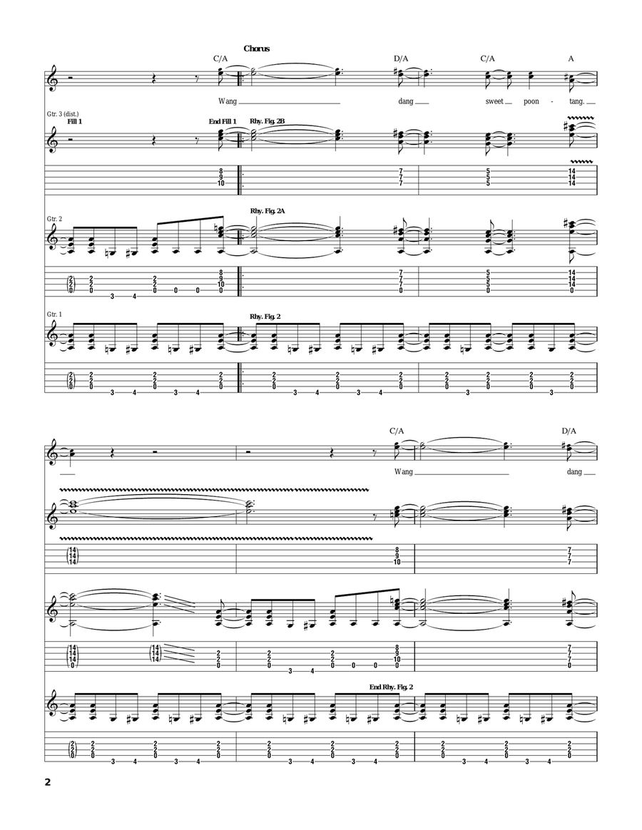 Wang Dang Sweet Poontang Wang Dang Sweet Poontang Electric Guitar scores gallery preview page 2