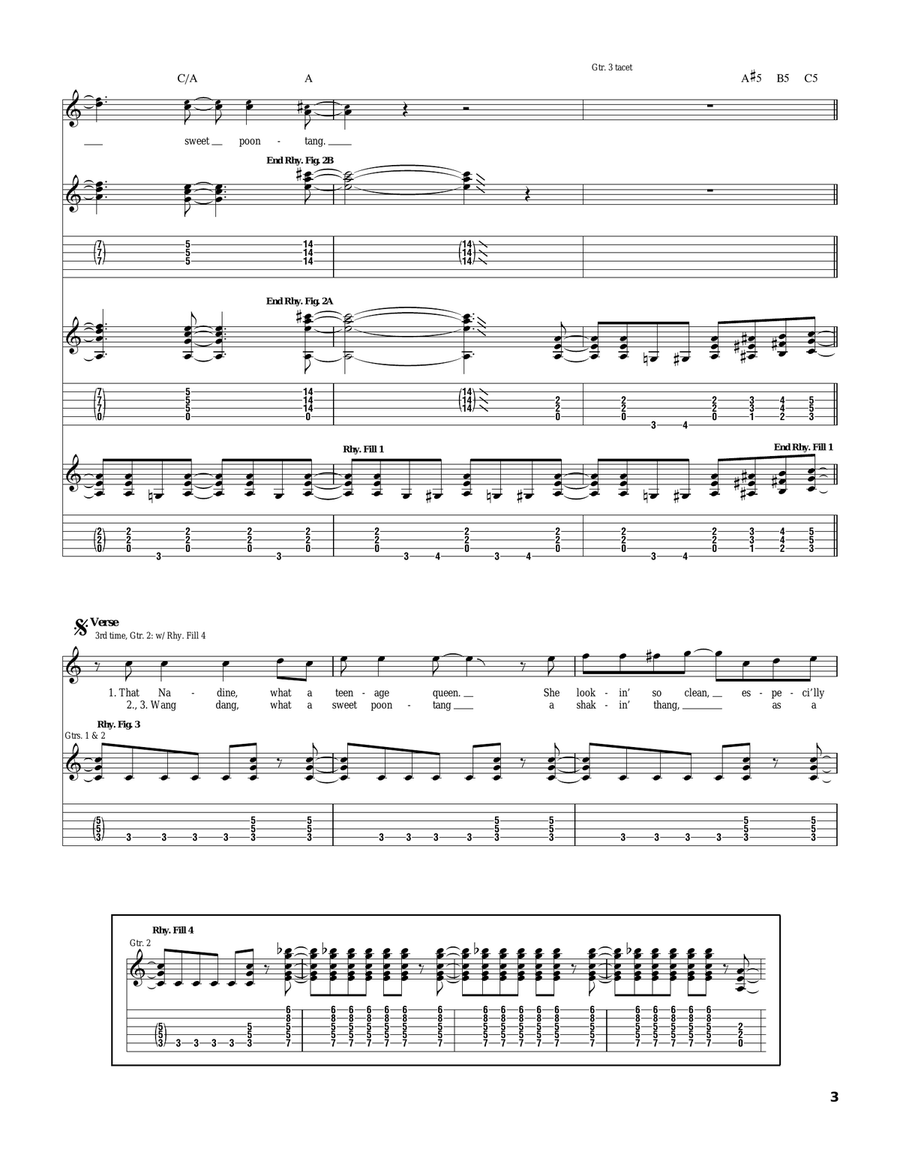 Wang Dang Sweet Poontang Wang Dang Sweet Poontang Electric Guitar scores gallery preview page 3