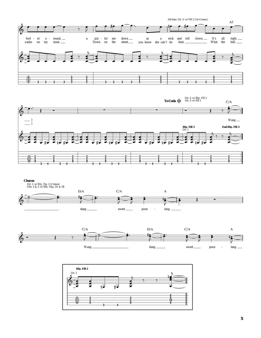 Wang Dang Sweet Poontang Wang Dang Sweet Poontang Electric Guitar scores gallery preview page 5