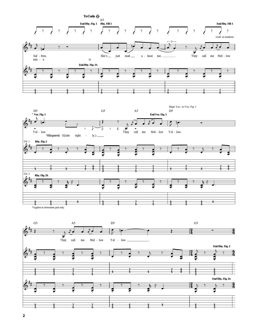 Mellow Yellow Mellow Yellow Acoustic Guitar scores gallery preview page 2