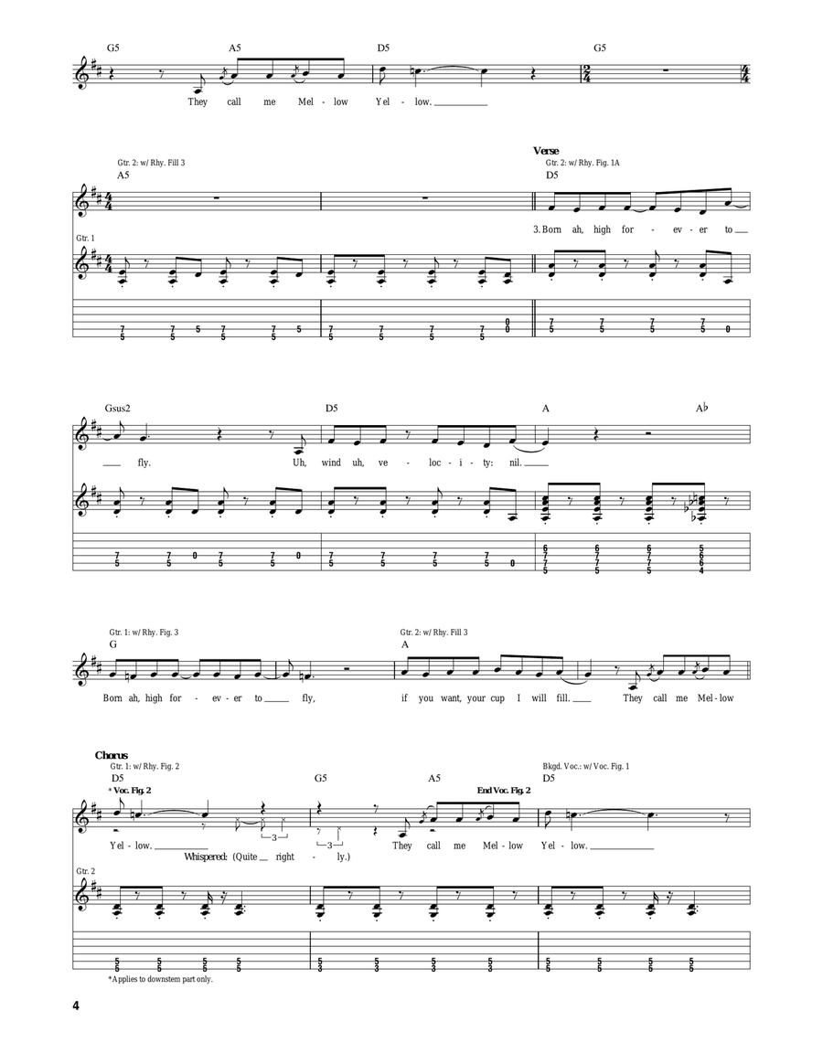 Mellow Yellow Mellow Yellow Acoustic Guitar scores gallery preview page 4