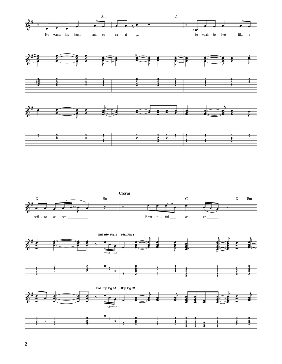 Beautiful Loser Beautiful Loser Acoustic Guitar scores gallery preview page 2