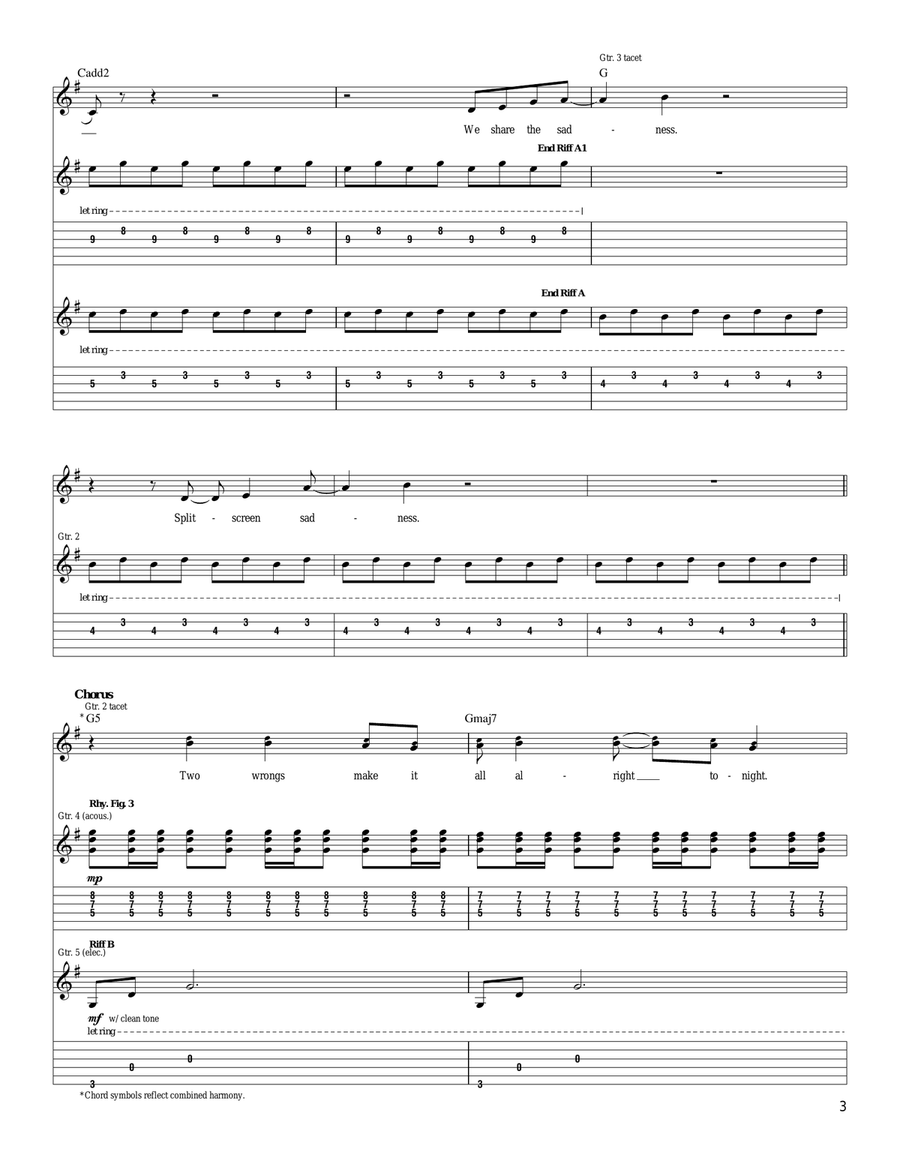 Split Screen Sadness Split Screen Sadness Guitar Tablature scores gallery preview page 3