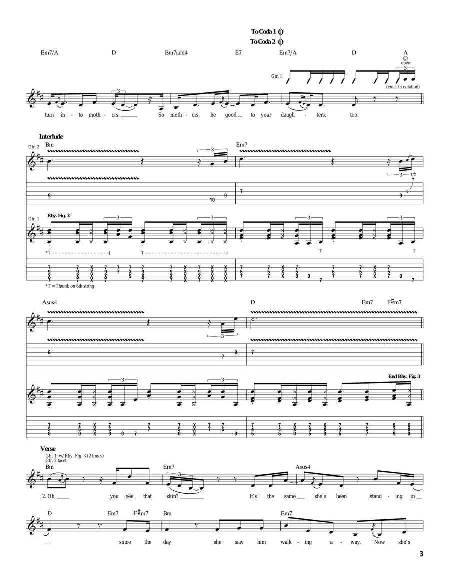 Daughters Daughters Guitar Tablature scores gallery preview page 3
