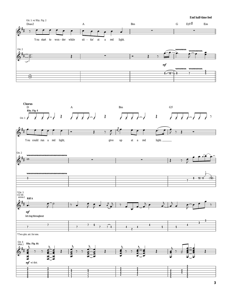 Red Light Red Light Electric Guitar scores gallery preview page 3