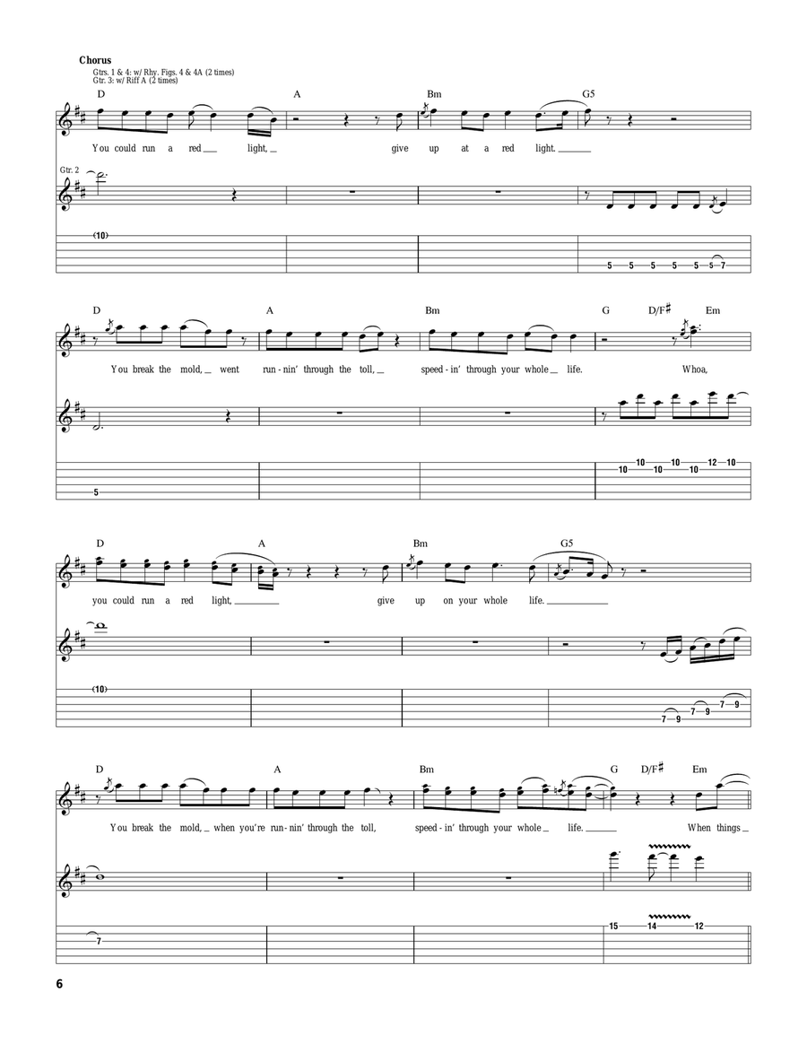 Red Light Red Light Electric Guitar scores gallery preview page 6