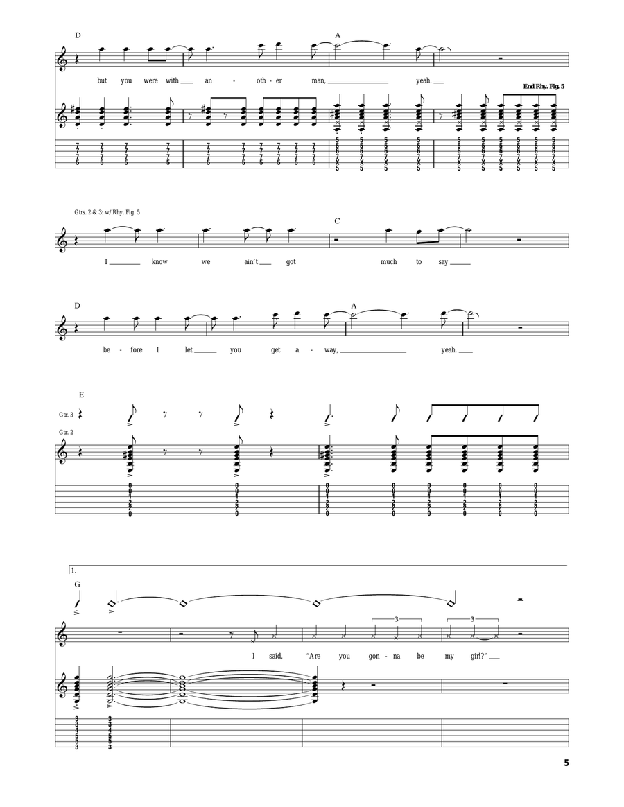 Are You Gonna Be My Girl Are You Gonna Be My Girl Guitar Tablature scores gallery preview page 5