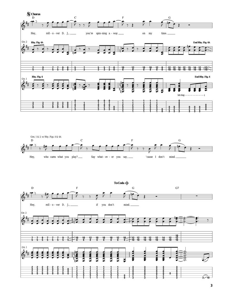 Rollover D.J. Rollover D.J. Guitar Tablature scores gallery preview page 3