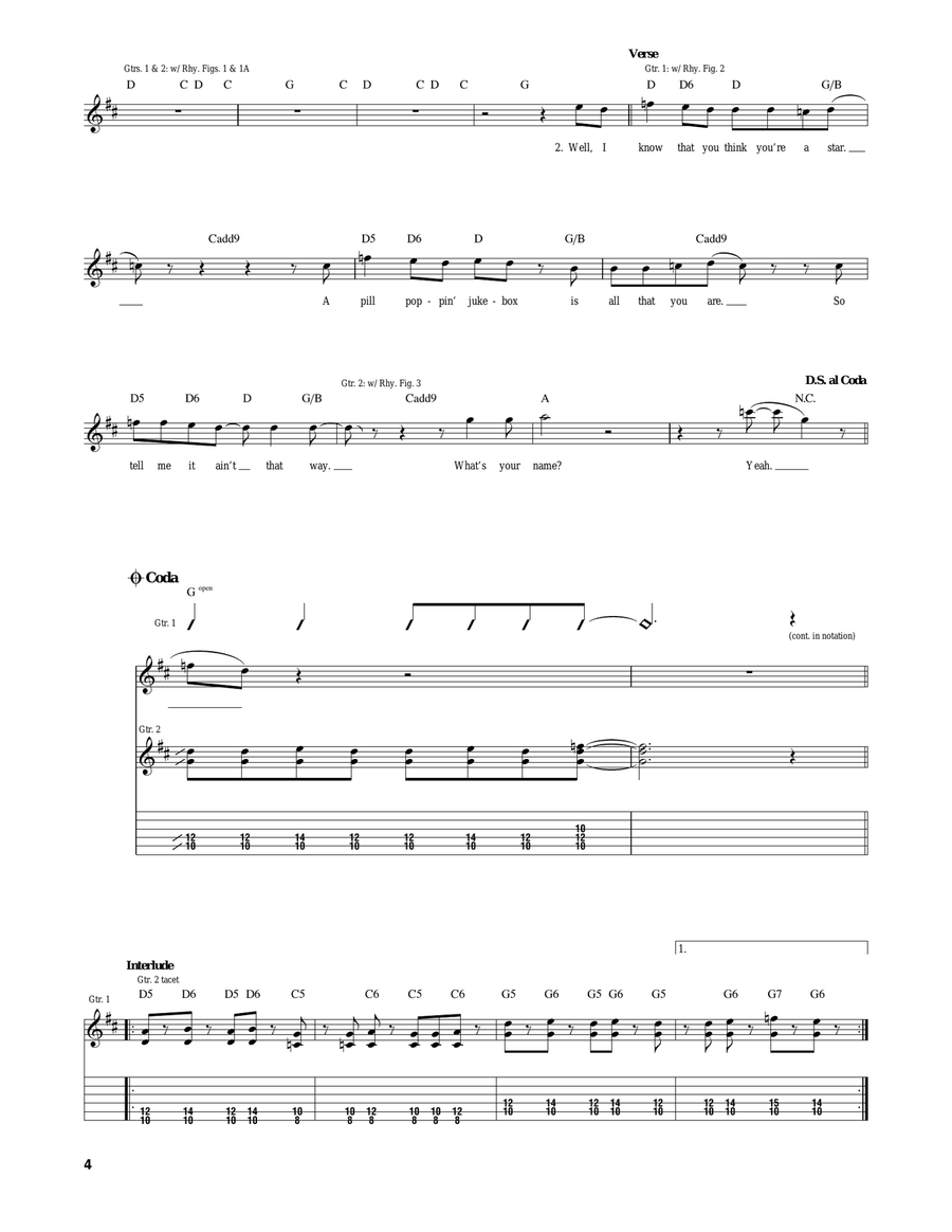 Rollover D.J. Rollover D.J. Guitar Tablature scores gallery preview page 4