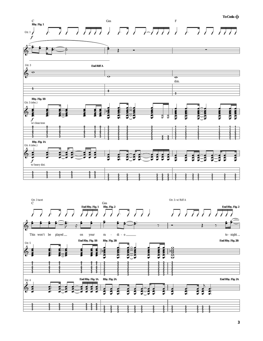 Radio Song Radio Song Guitar Tablature scores gallery preview page 3