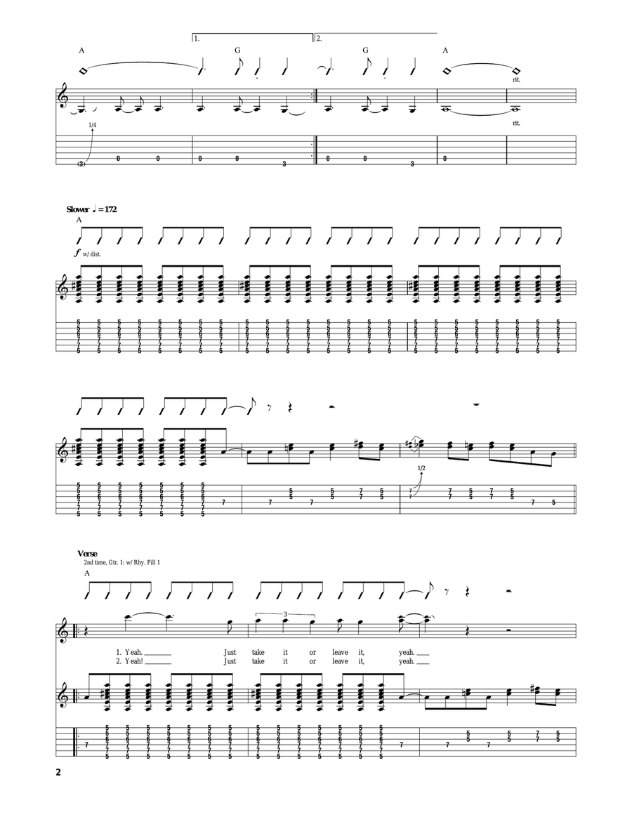 Take It Or Leave It Take It Or Leave It Guitar Tablature scores gallery preview page 2
