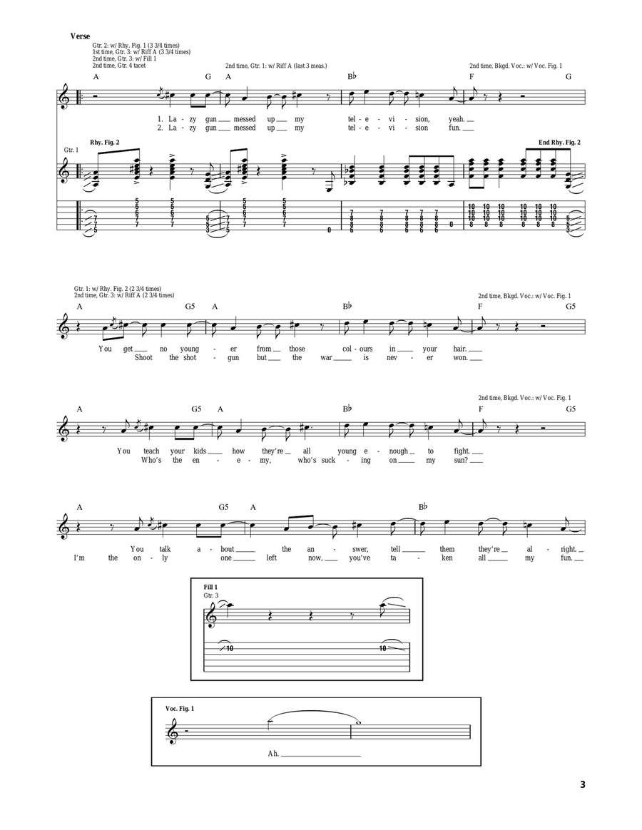 Lazy Gun Lazy Gun Guitar Tablature scores gallery preview page 3