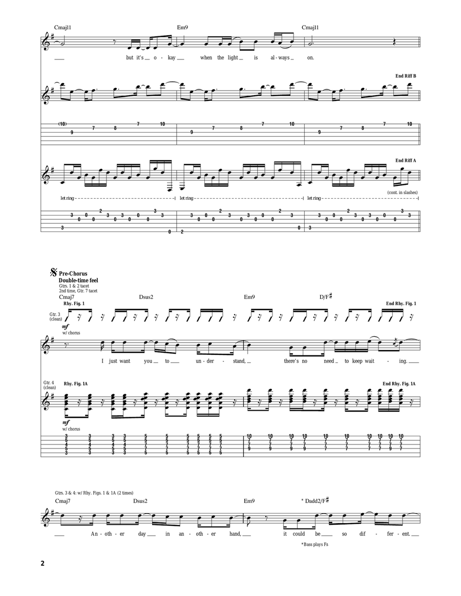 Goodbye Tonight Goodbye Tonight Electric Guitar scores gallery preview page 2
