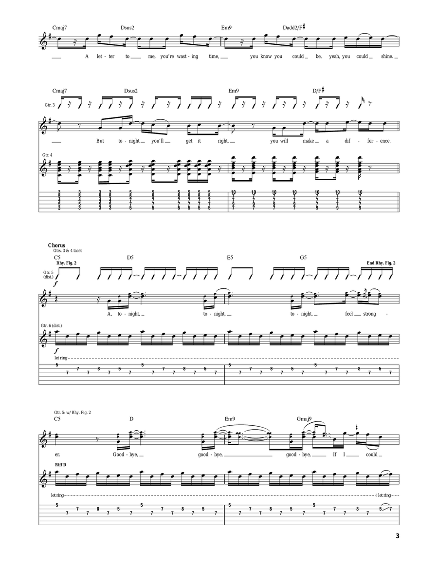 Goodbye Tonight Goodbye Tonight Electric Guitar scores gallery preview page 3