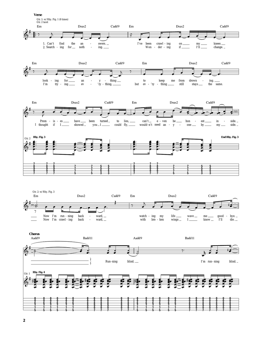 Running Blind Running Blind Electric Guitar scores gallery preview page 2