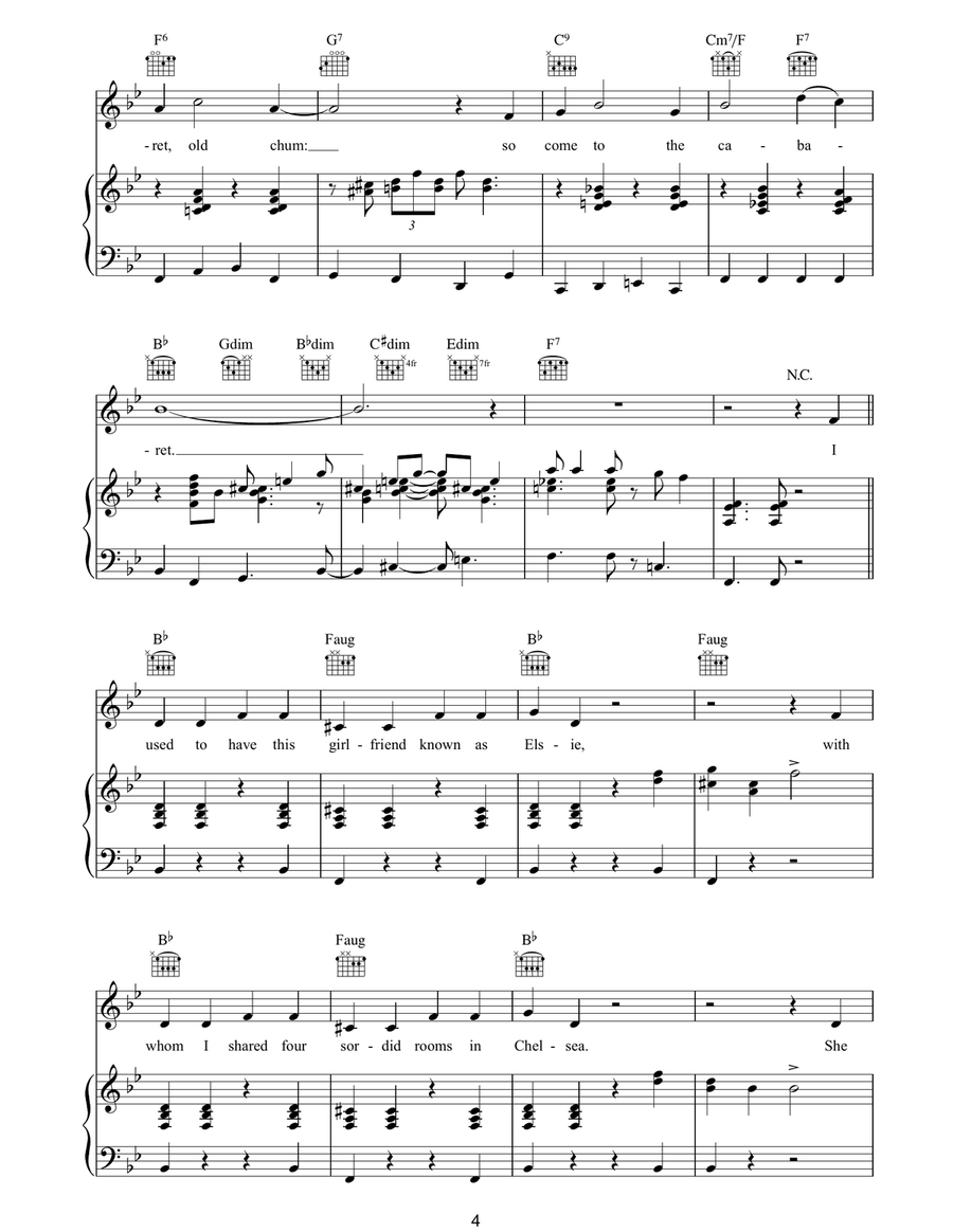Cabaret Cabaret Piano, Vocal, Guitar scores gallery preview page 4