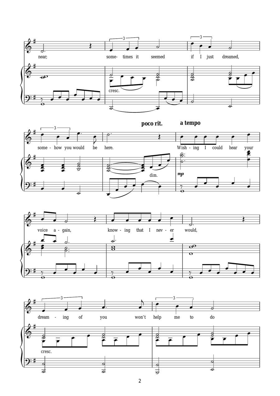 Wishing You Were Somehow Here Again (from The Phantom Of The Opera) Piano, Vocal, Guitar scores gallery preview page 2