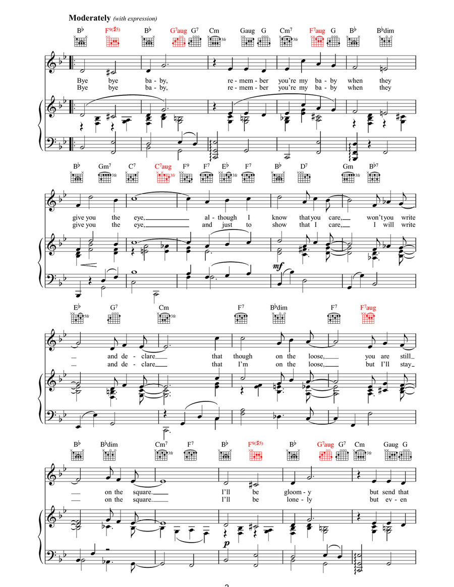 Bye Bye Baby Bye Bye Baby Piano, Vocal, Guitar scores gallery preview page 2