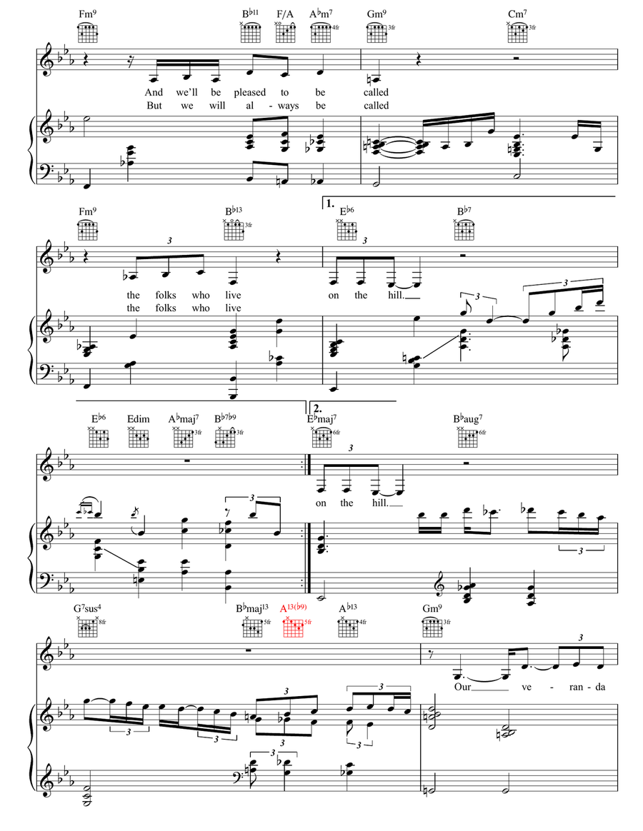 The Folks Who Live On The Hill Piano, Vocal, Guitar scores gallery preview page 2