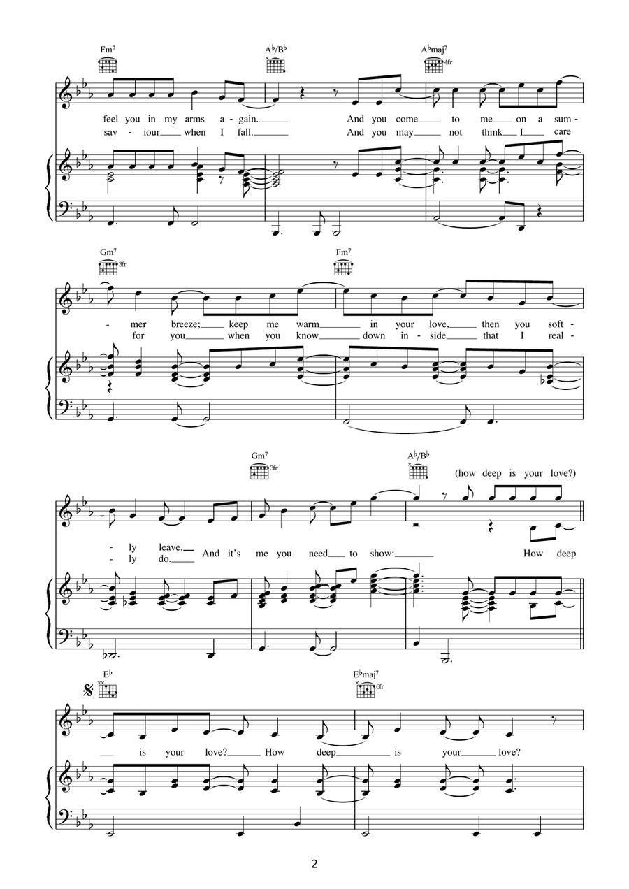 How Deep Is Your Love Acoustic Guitar scores gallery preview page 2