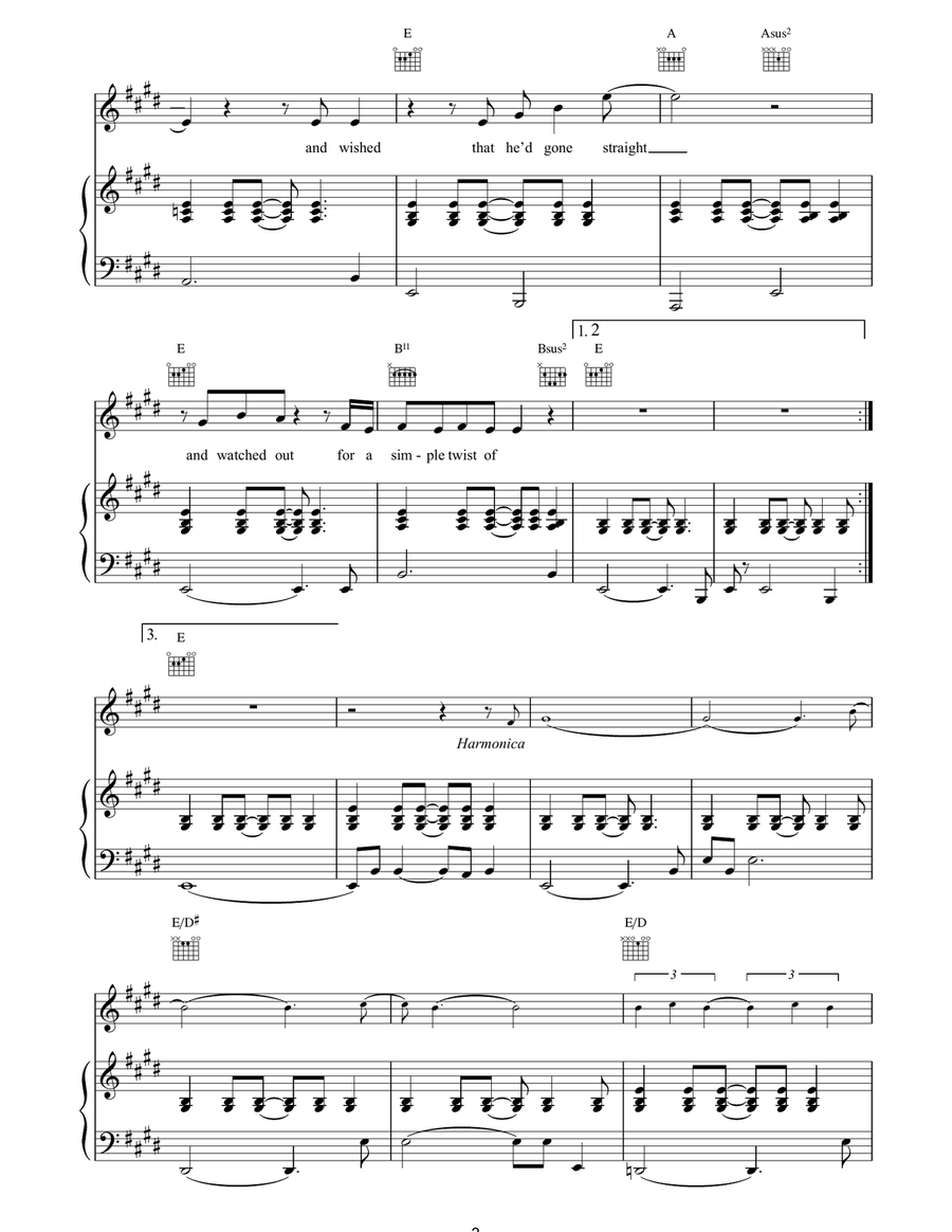 Simple Twist Of Fate Simple Twist Of Fate Piano, Vocal, Guitar scores gallery preview page 3