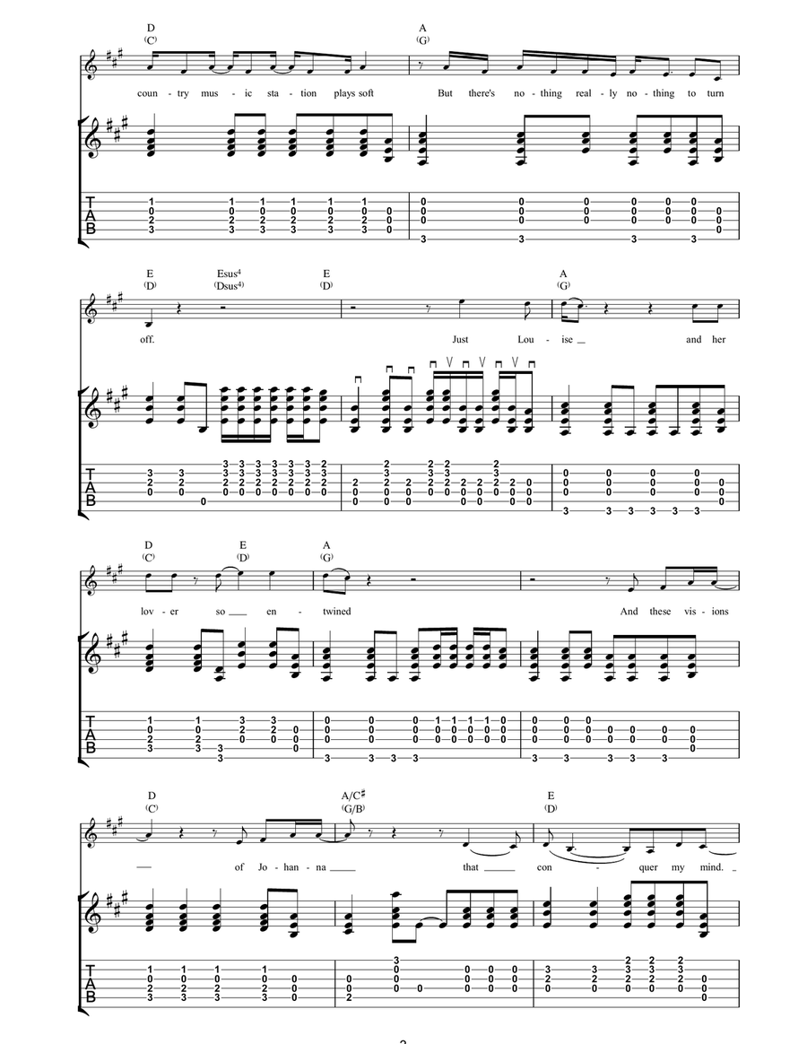 Visions Of Johanna Visions Of Johanna Guitar Tablature scores gallery preview page 3