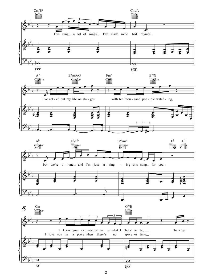 A Song For You A Song For You Piano, Vocal, Guitar scores gallery preview page 2