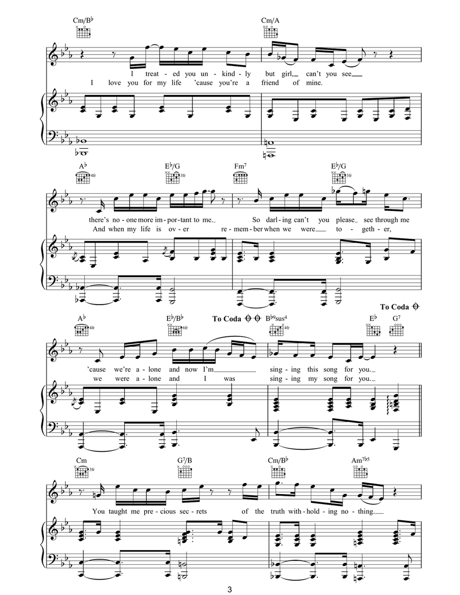 A Song For You A Song For You Piano, Vocal, Guitar scores gallery preview page 3